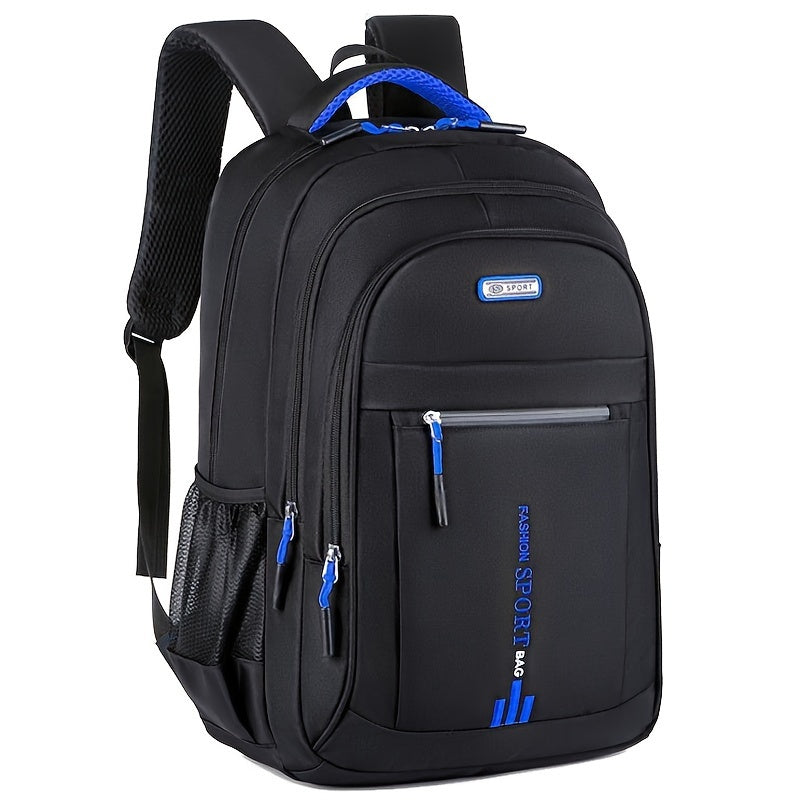 Zaino da Viaggio di Grande Capacità per Uomini - Nylon Resistente, Spallacci Regolabili, Borsa Multiscomparti per Affari e Scuola, Nero, Zaino da Viaggio
