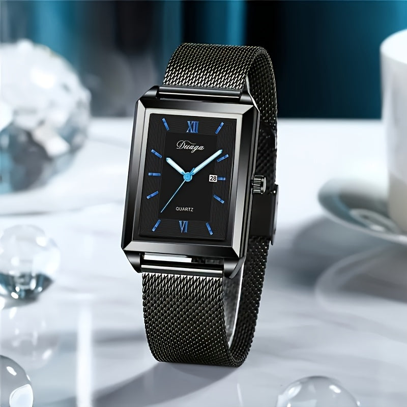 Un versatile orologio al quarzo con calendario e numeri romani per uomo/donna, regalo perfetto per la festa del papà/compleanno per padre/fidanzato con temperamento da uomo d'affari.
