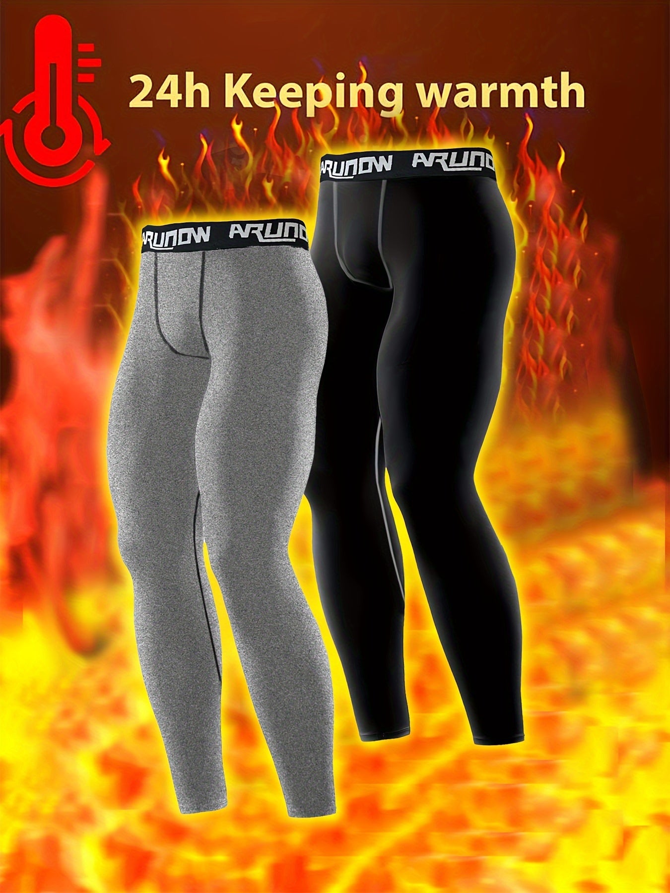 2 pezzi di leggings in pile per uomo, vita alta e elastica, pantaloni stretti, vestibilità slim per uomo, pantaloni lunghi caldi, pantaloni autunnali