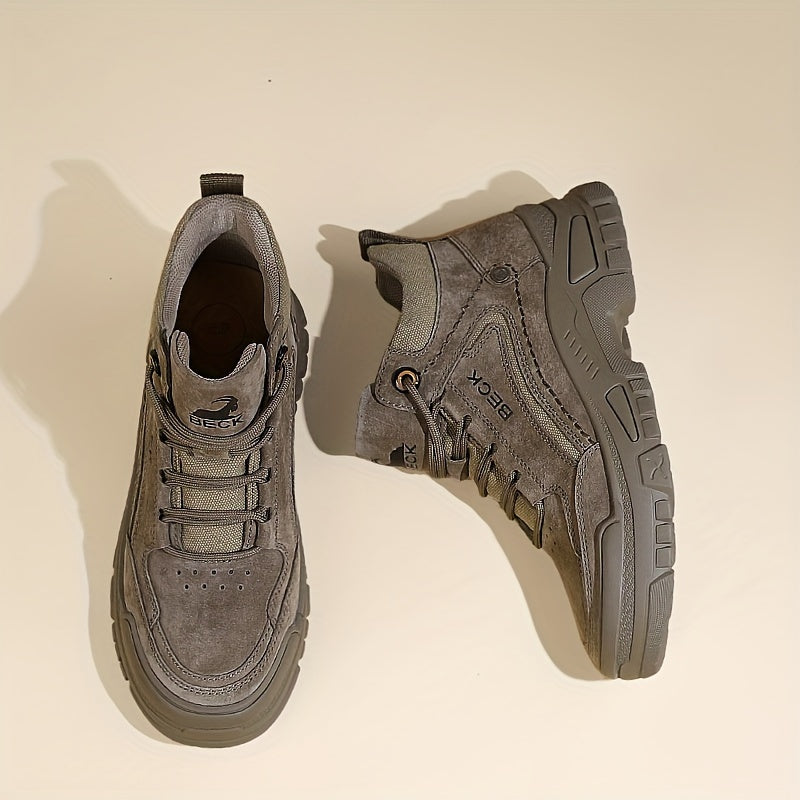 Stivaletti Beck Donna in Vera Pelle - Stivaletti con Punta Tonda e Suola Spessa, Chiusura con Lacci, Pelle di Maiale Beige e Suola in Gomma, Casual per Tutte le Stagioni (Lavabile a Mano) per Abbigliamento Casual e Outdoor (Senza Imbottitura Eccessiva)