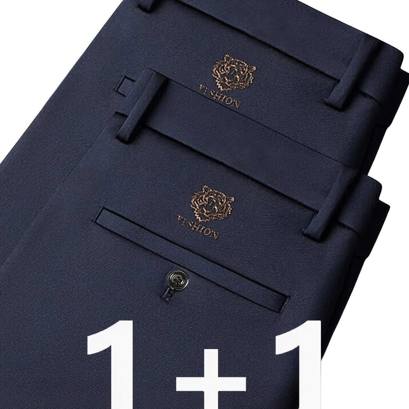 2 pezzi Pantaloni da business uomo resistenti alle rughe e senza calore per abbigliamento formale di mezza età e anziani.