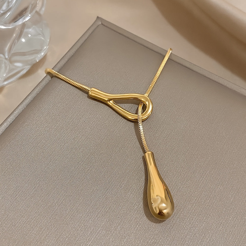 1pz Elegante Collana a Y Vintage, Pendente a Goccia di Acciaio Inossidabile, Catena a Serpente, Gioielli di Lusso per Regali per Donne e Uomini, Accessorio per San, Abbigliamento Quotidiano per Tutte le Stagioni