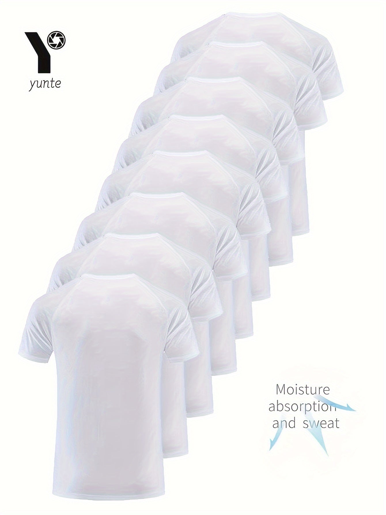 8 Magliette Ultra Leggere Uomo YUNTÉ - Traspiranti, Assorbenti, Poliestere, Collo Tondo, Maniche Corte - Ideali per Palestra, Corsa e Fitness, Leggere e Comode, Abbigliamento Sportivo