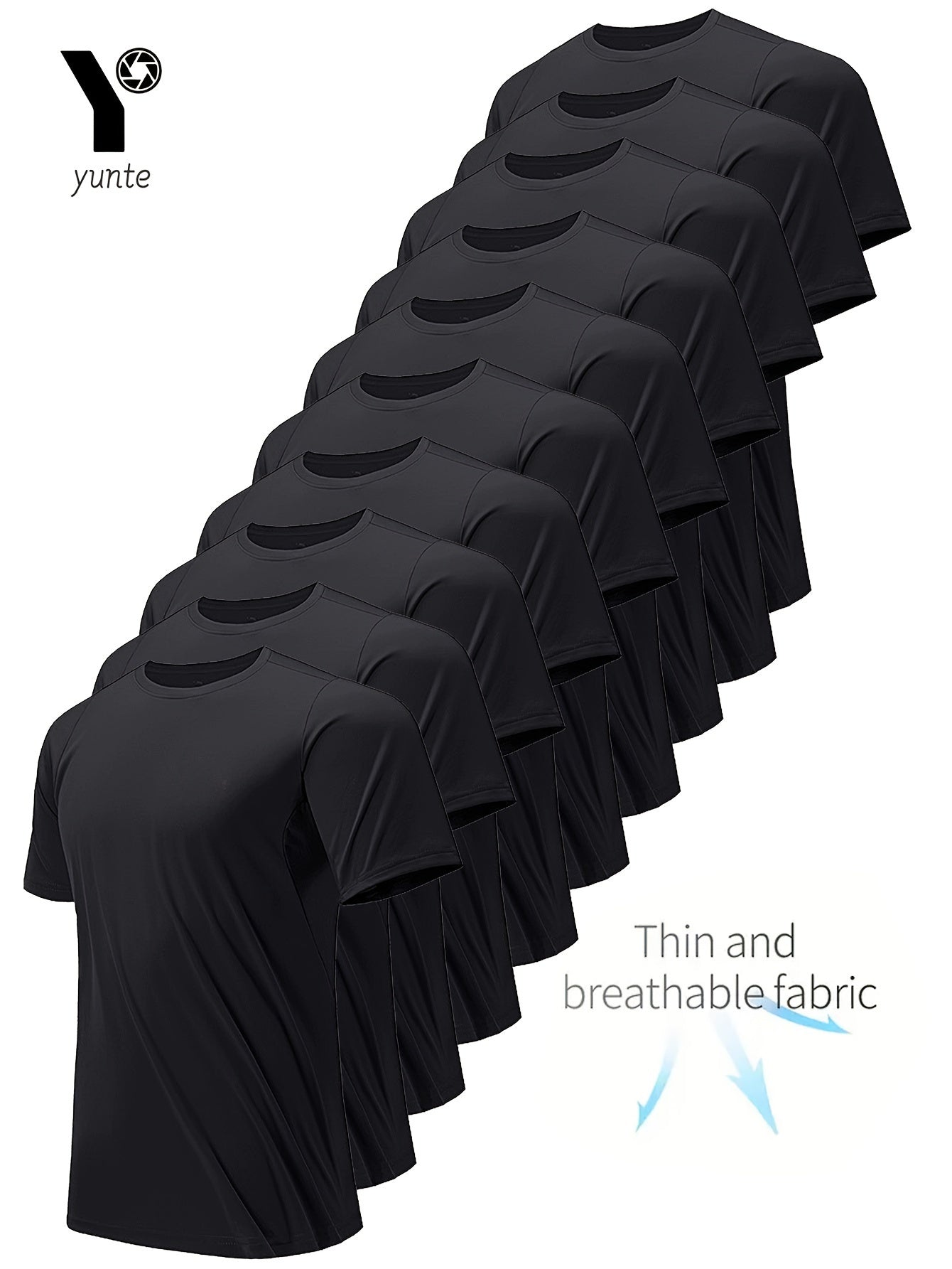 10pz YUNTÉ Magliette Ultra-Leggere ad Asciugatura Rapida da Uomo in Nero & Bianco - Tessuto Traspirante e Assorbente per il Sudore per Palestra, Corsa & Fitness | Top a Maniche Corte e Girocollo Confortevoli per Allenamento Sportivo