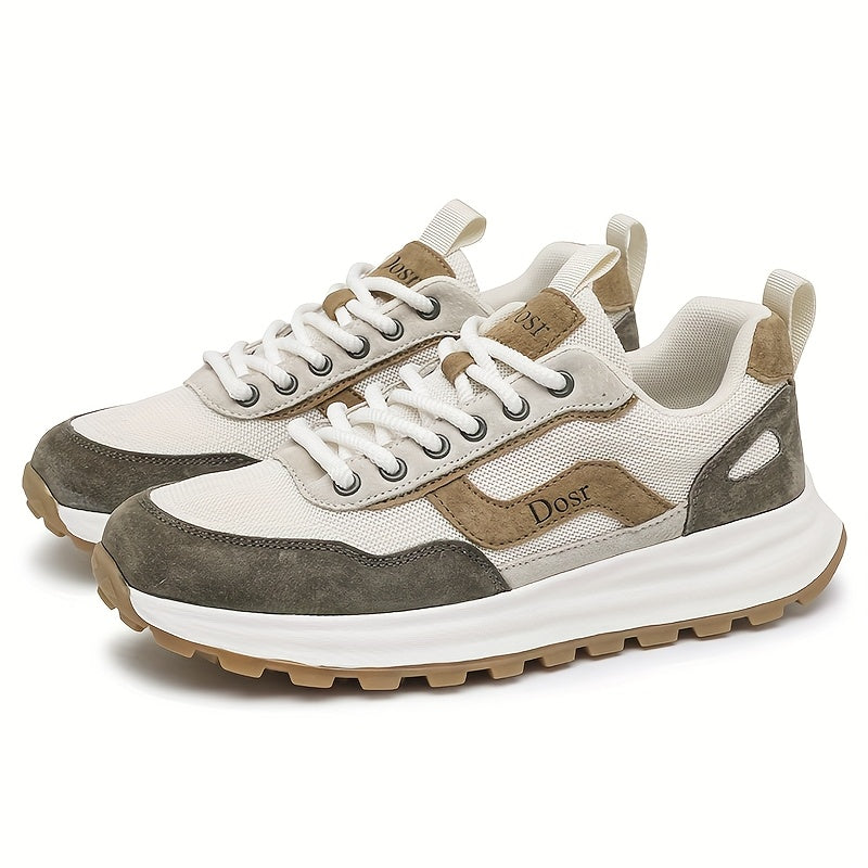 Sneakers da uomo in rete traspirante - Leggeri, resistenti agli odori, casual e da corsa con suola in gomma morbida, design bianco e marrone per abbigliamento casual, attività all'aperto e uso quotidiano, scarpe da ginnastica, calzature da esterno, scarpe