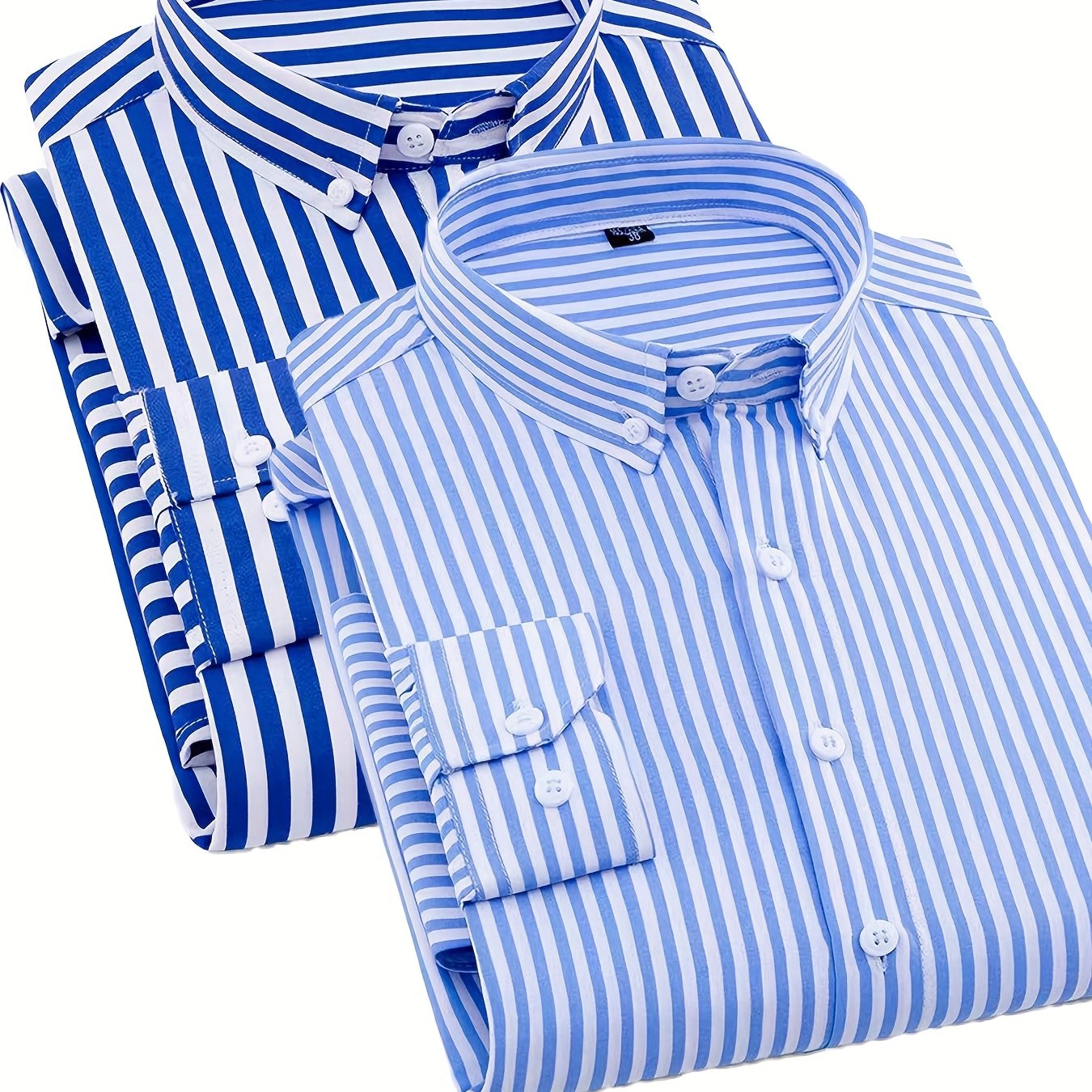 1+1pz Camicia Uomo a Righe con Maniche Lunghe - Colletto Casual, Tessuto Leggero, Ideale per Vacanze al Mare, Appuntamenti e Regali, Top Classico a Righe
