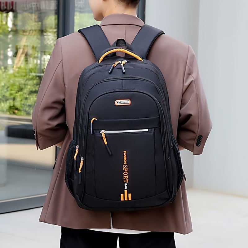 Zaino da Viaggio di Grande Capacità per Uomini - Nylon Resistente, Spallacci Regolabili, Borsa Multiscomparti per Affari e Scuola, Nero, Zaino da Viaggio