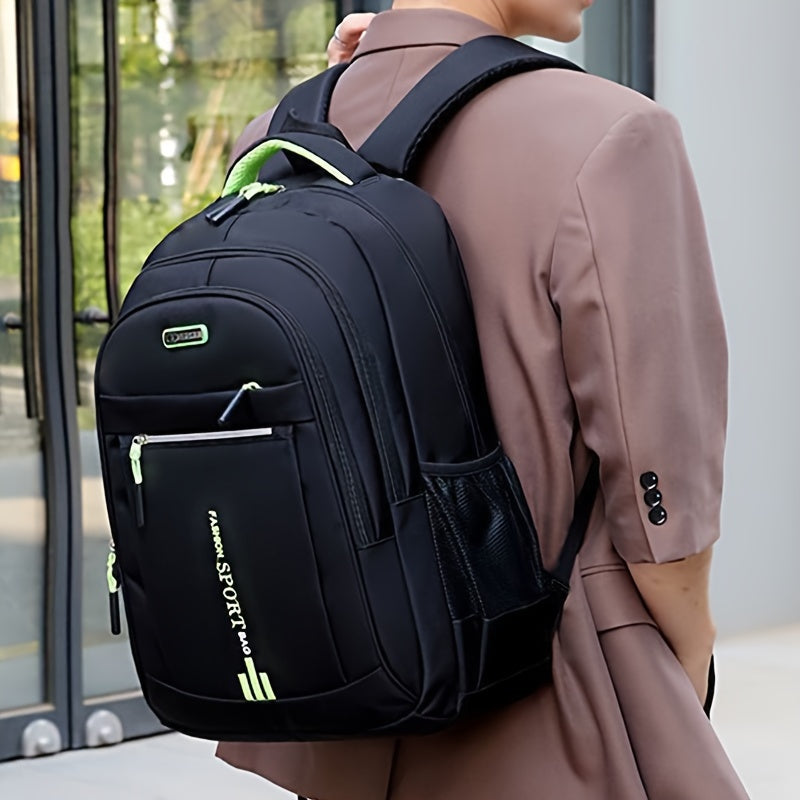 Zaino da Viaggio di Grande Capacità per Uomini - Nylon Resistente, Spallacci Regolabili, Borsa Multiscomparti per Affari e Scuola, Nero, Zaino da Viaggio