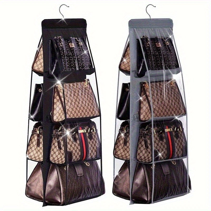 Organizzatore per borse da appendere con tasca, tessuto Oxford inodore, scaffale pieghevole risparmio spazio per armadio