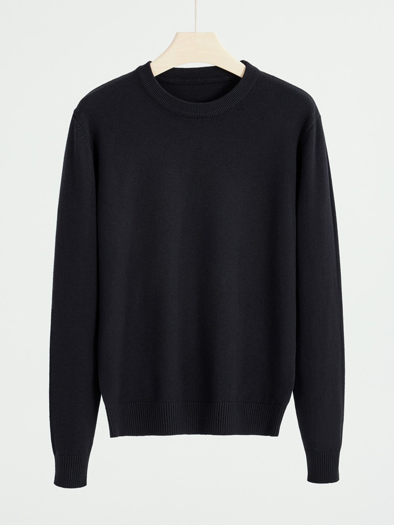 Maglione a maglia stretch slim fit per uomo - Pullover caldo slim fit per autunno e inverno, maglieria casual a collo tondo con coste, colore solido, 440 g/m², perfetto per il Ringraziamento