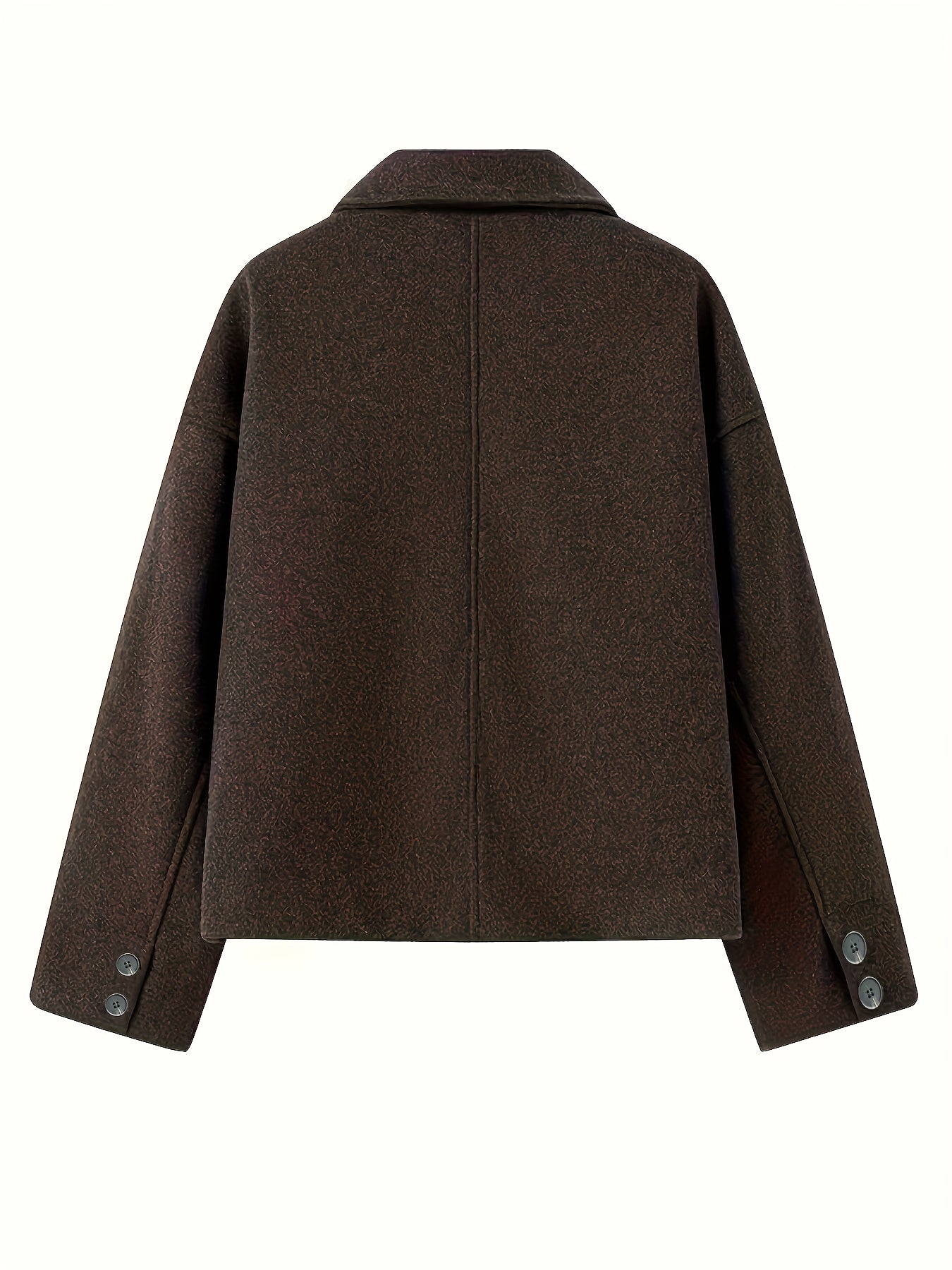 ZD0622917 Giacca Elegante Donna Marrone - Chiusura a Bottoni Classica, Cappotto Sartoriale in H-Shape Strutturato per Ufficio ed Eventi Casual e Formali - Design Stratificato Stagionale con Collo Vintage, Finitura Lucida, Tessuto di Alta Qualità, Abbiglia