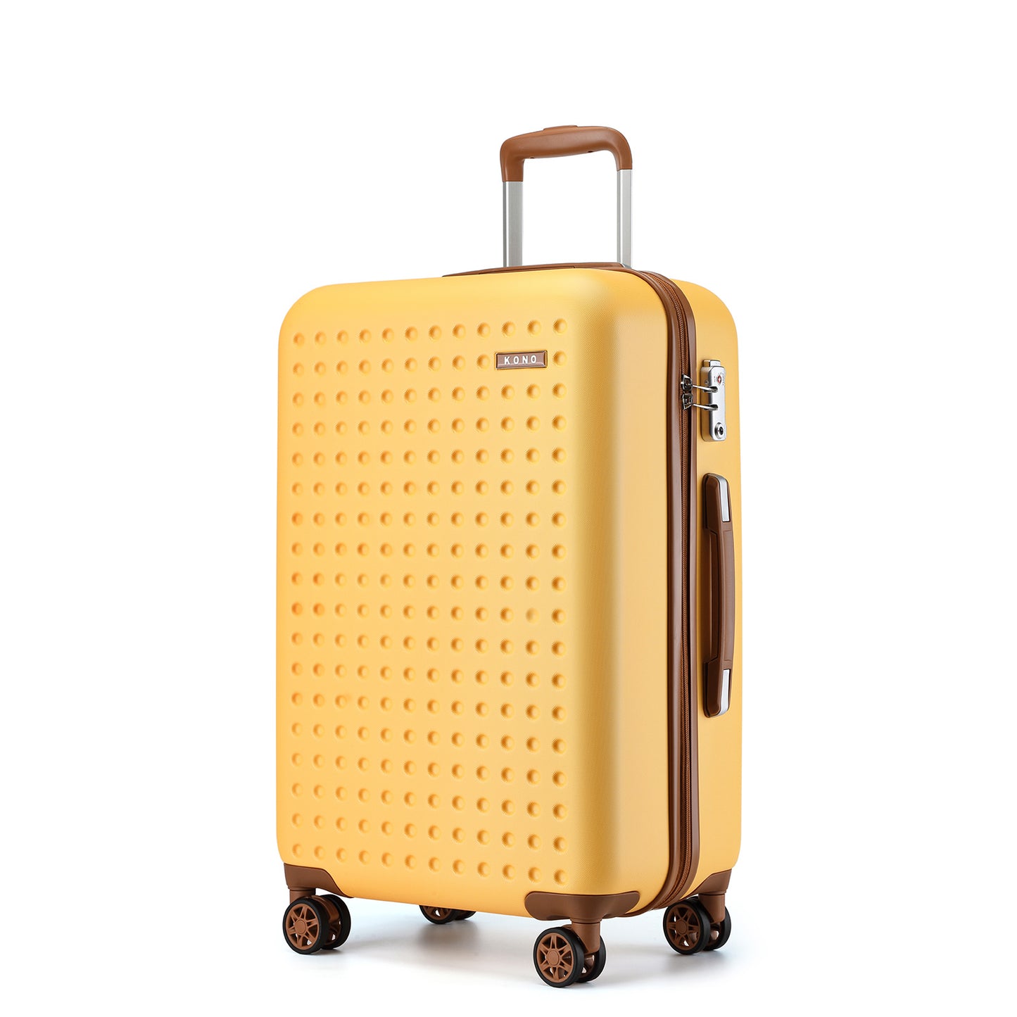 Set di 4 Valigie da 14/20/24/28 pollici Kono Elegante in ABS+PC a Pois con Guscio Rigido e Serratura TSA, Set di 4 Pezzi con Valigetta da Toilette, Bagagli da Viaggio Durevoli con Serratura TSA e Ruote Silenziose