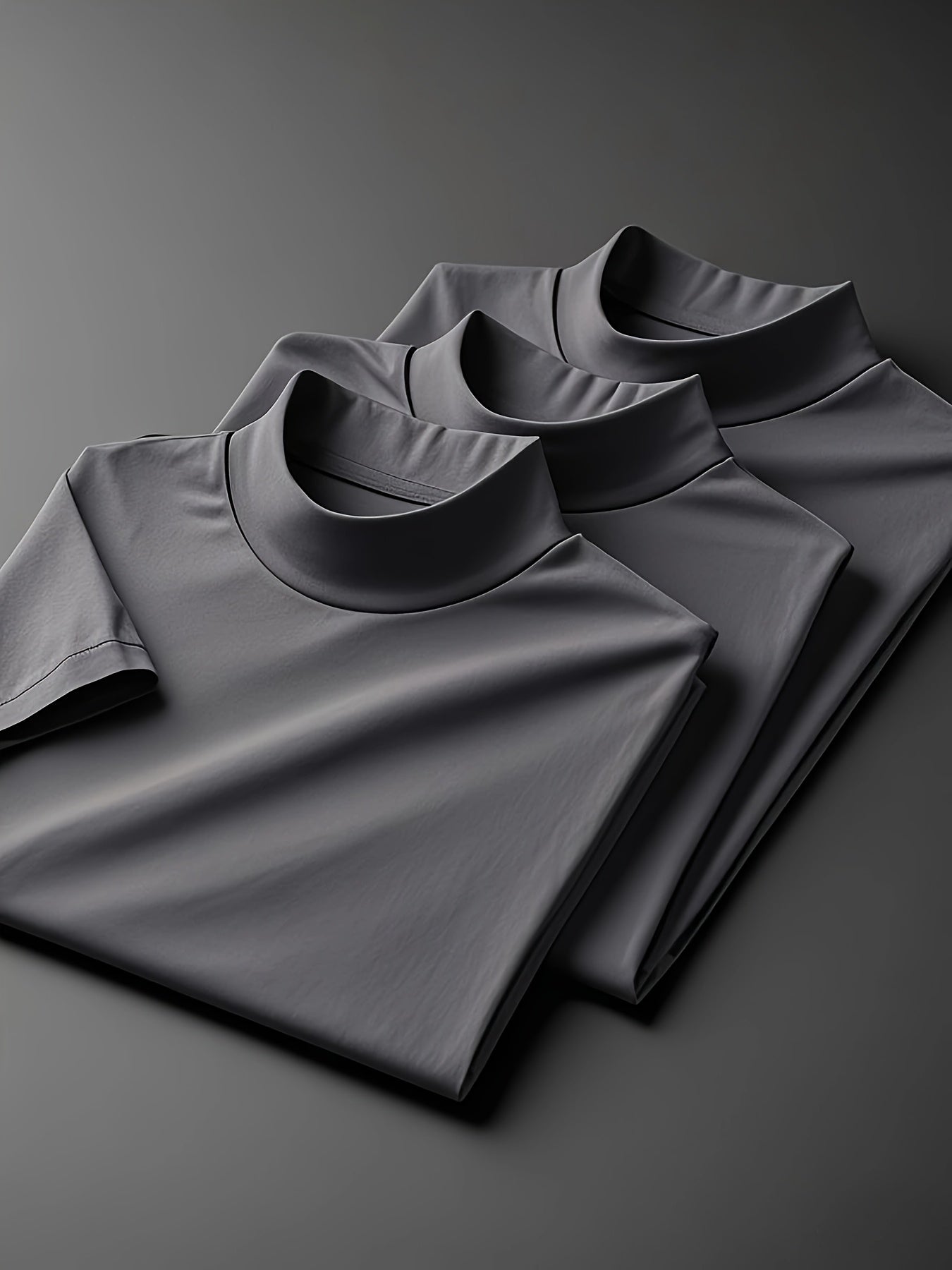 3pezzo Magliette Casual da Uomo a Manica Corta con Collo Alto - Tessuto Morbido, Leggero e Traspirante per la Primavera e l'Estate, Abbigliamento Casual|Stile Casual|Tessuto Elasticizzato
