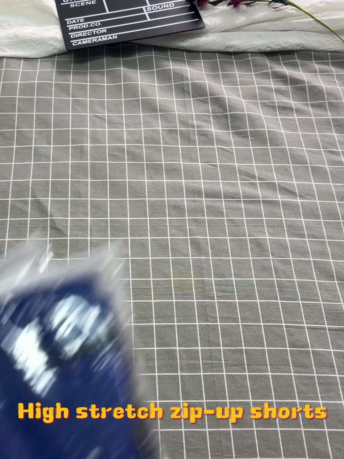 Short da sport ad alta elasticità da uomo - Blu marino con cintura con coulisse, tasche con cerniera e tasche laterali, perfetti per attività all'aperto casuali, fitness, ciclismo e uso quotidiano, abbigliamento casual all'aperto | Short con coulisse | Ta
