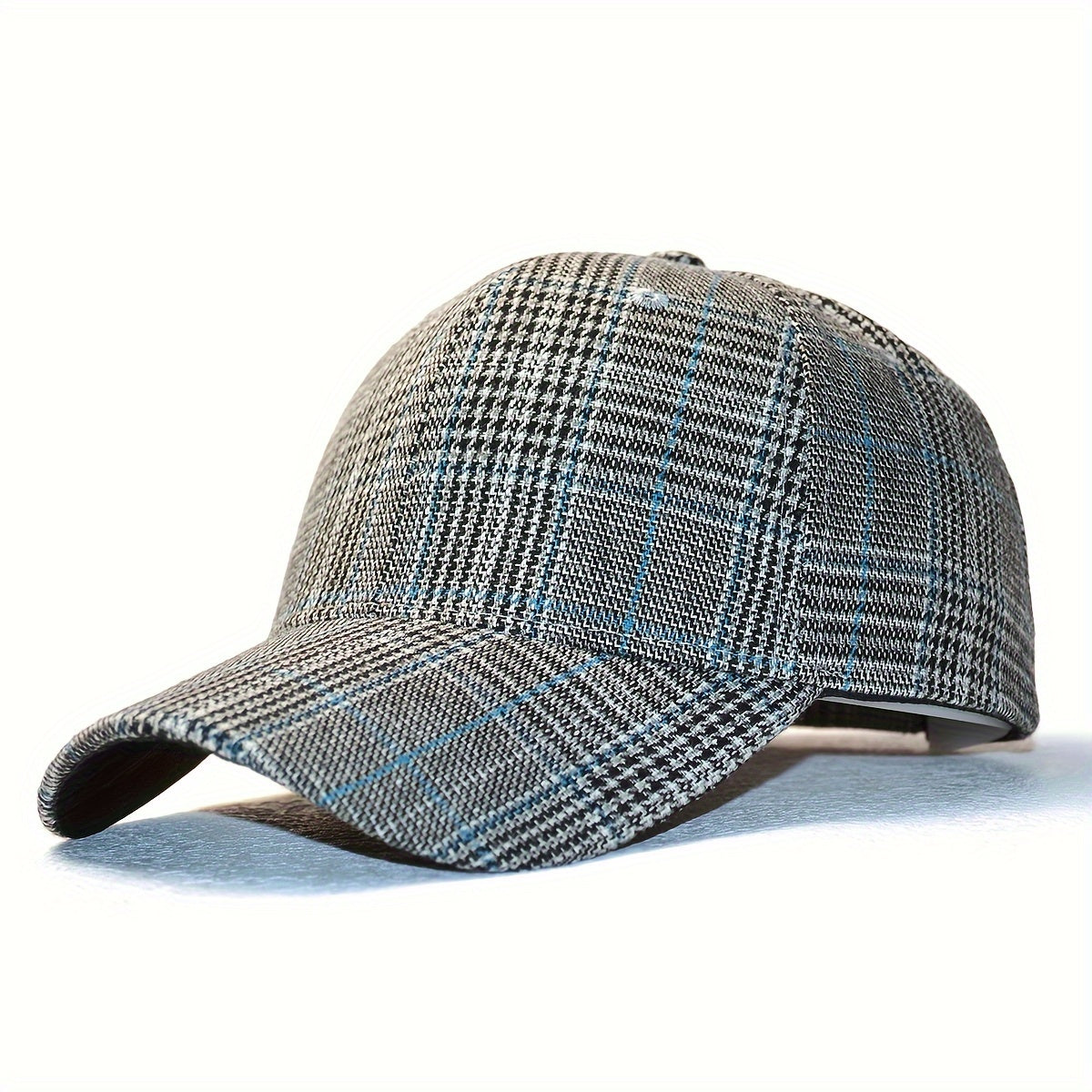 1pz Cappellino da Baseball Classico a Quadri Houndstooth - Traspirante, Design Vintage a Quadri con Coulisse Regolabile, Cappello da Sole Ideale per Primavera & Autunno, Disponibile in Grigio/Bianco, Marrone/Beige, Grigio Scuro/Nero