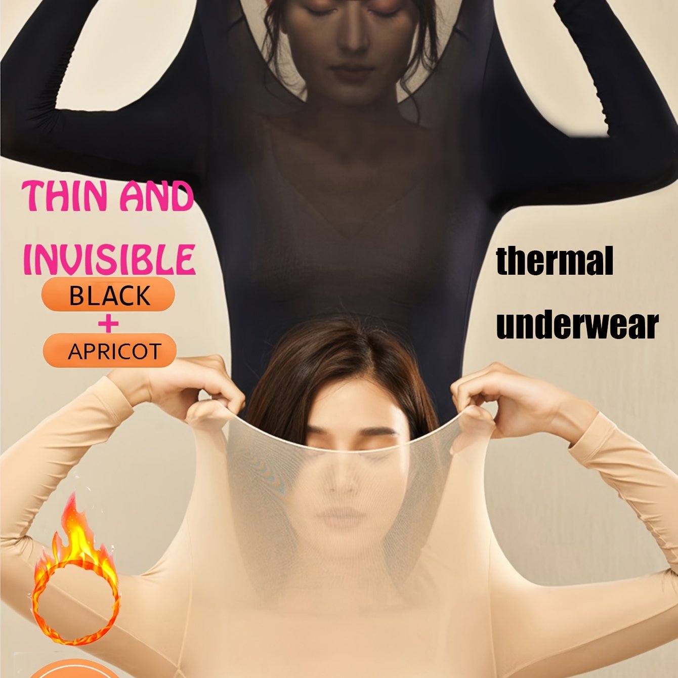 2pcs Sottovesti Caldi Ultra Sottili, Top Slim Fit a Manica Lunga Morbido e Confortevole ad Alta Elasticità, Intimo e Biancheria da Notte da Donna