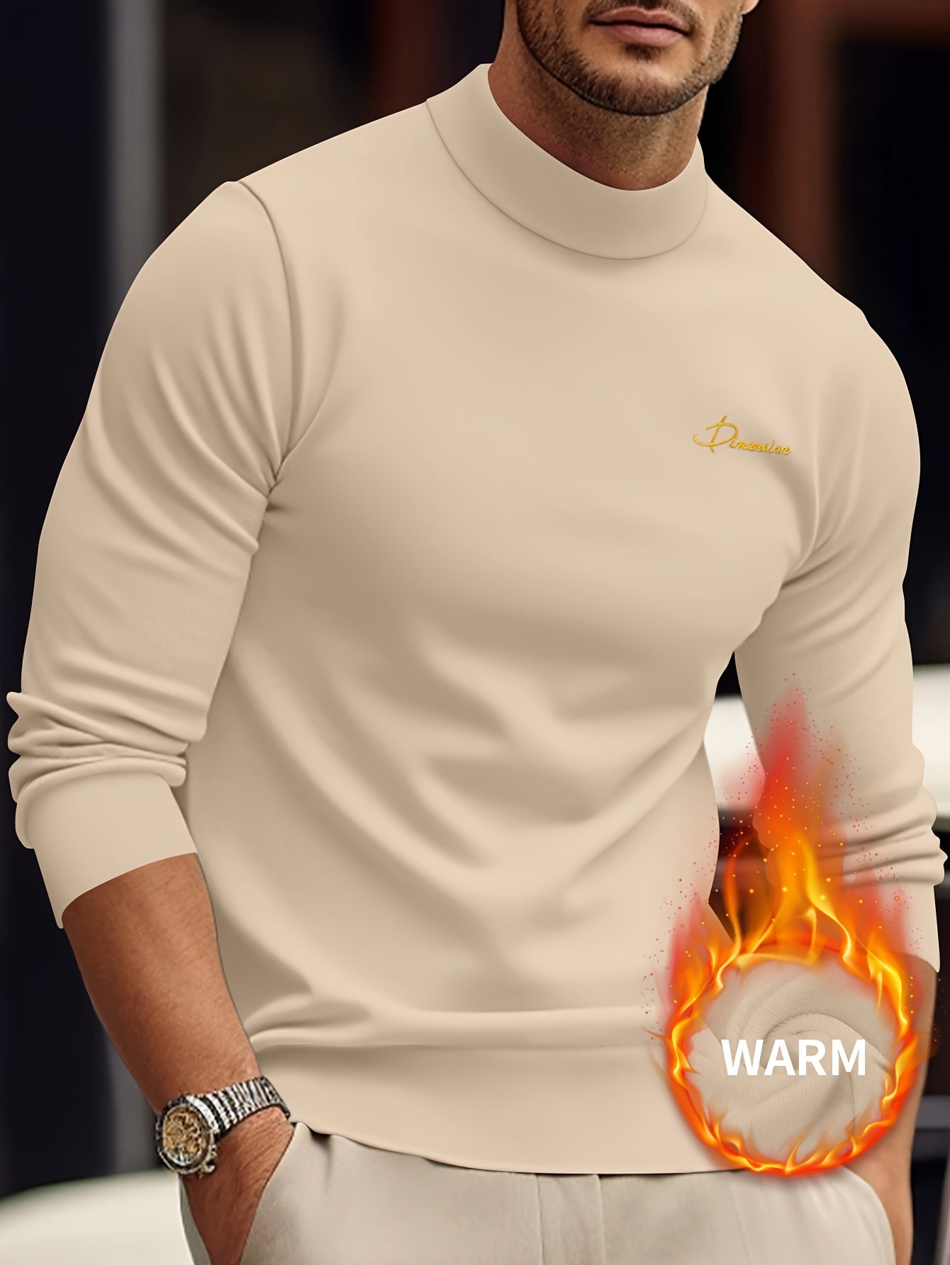 Z1012 Maglione Termico da Uomo a Maniche Lunghe con Scollo a Punta d'Arte - Maglia Invernale Calda e Resistente con Chiusura Frontale Intera con Zip, Collo Alto e Zip Integrale, Abbigliamento Lavabile in Lavatrice per Attività all'Aperto, Design con Zip F