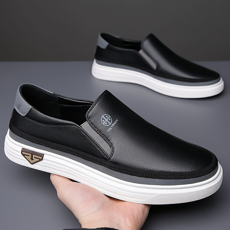 Mocassini Slip-On Eleganti da Uomo - Tomaia Morbida, Suola in Gomma Antiscivolo, Bianco con Accenti Marrone e Dorati, Comodi per l'Uso Quotidiano Casual, Scarpe da Vacanza | Cuciture Decorative | Scarpe Sintetiche, Scarpe Eleganti