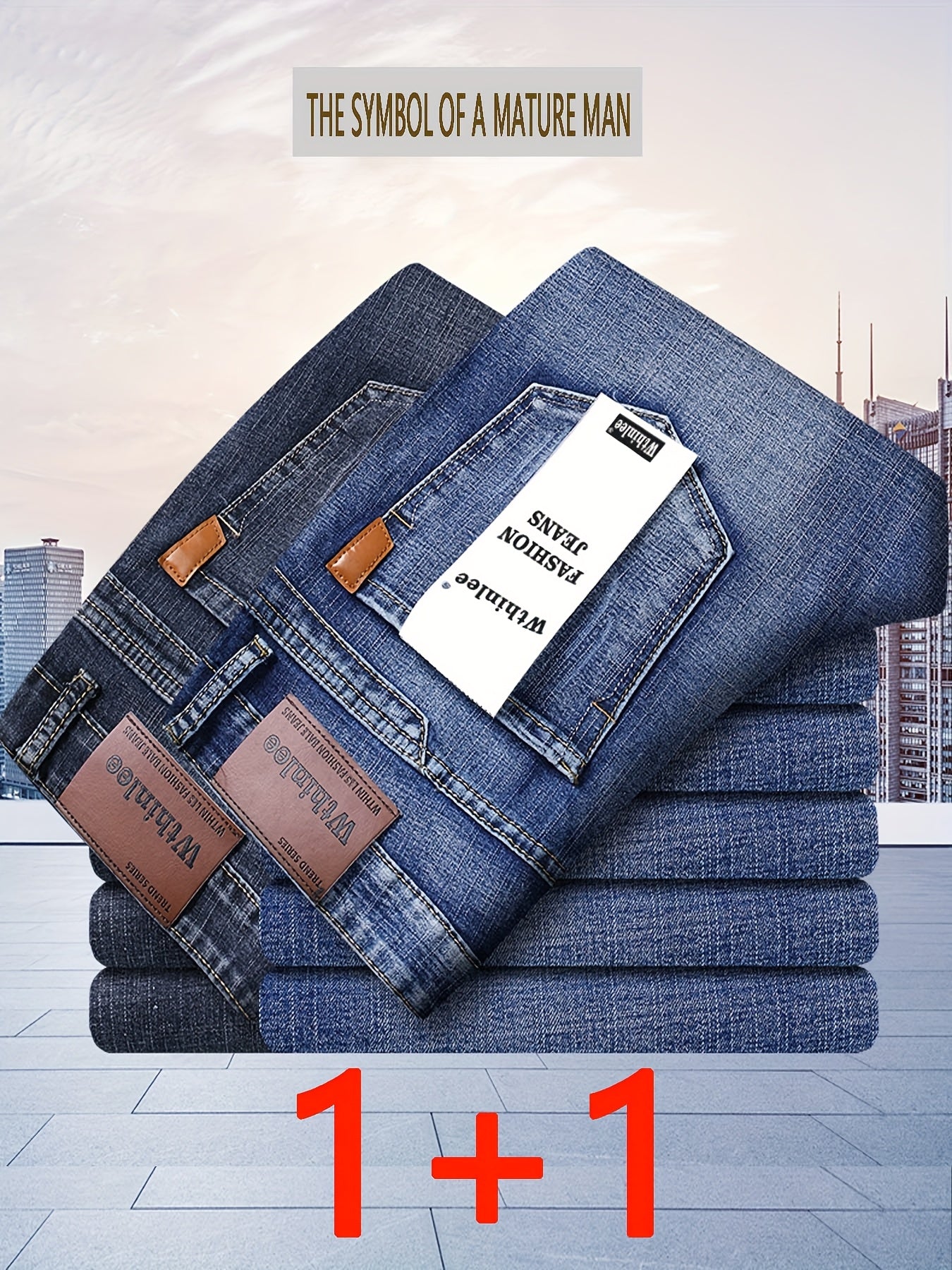 Pantaloni Denim Uomo Autunno/Inverno 2025, Gamba Dritta e Larga in Tessuto Elasticizzato - Set Due Pezzi Casual Business Leggero di Maggior Successo