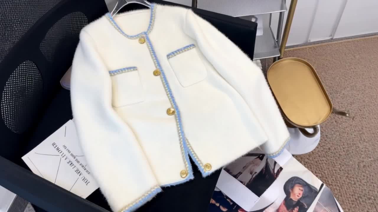 Taglia Plus - Cardigan elegante ispirato alla Francia con velluto di visone finto, maniche lunghe e bottoni sul davanti - Colletto casual ma chic, tessuto a media elasticità, perfetto per l'autunno/inverno, Cardigan taglia Plus