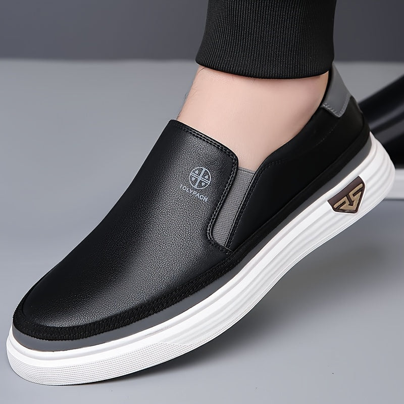 Mocassini Slip-On Eleganti da Uomo - Tomaia Morbida, Suola in Gomma Antiscivolo, Bianco con Accenti Marrone e Dorati, Comodi per l'Uso Quotidiano Casual, Scarpe da Vacanza | Cuciture Decorative | Scarpe Sintetiche, Scarpe Eleganti
