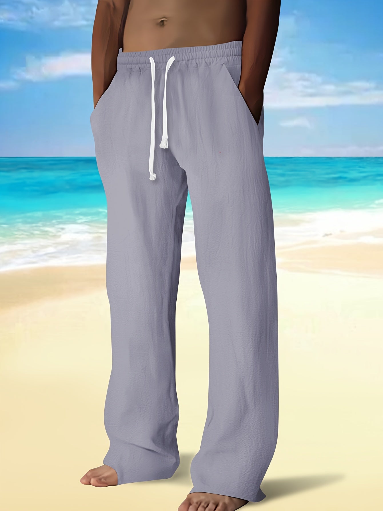 Uomo Pantaloni - Modelli a Gamba Dritta con Vita Regolabile, Senza Cintura per Look Casual e Semi-Formale - Leggeri e Traspiranti per Primavera/Autunno, Stile Rilassato, Costruzione Resistente