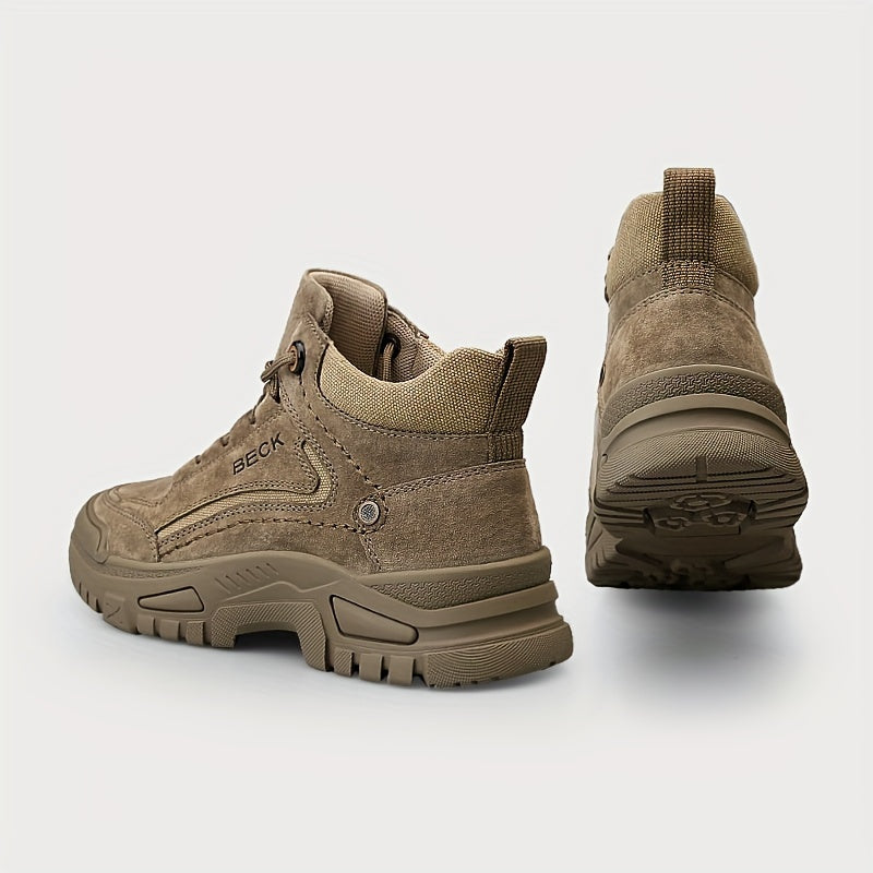 Stivaletti Beck Donna in Vera Pelle - Stivaletti con Punta Tonda e Suola Spessa, Chiusura con Lacci, Pelle di Maiale Beige e Suola in Gomma, Casual per Tutte le Stagioni (Lavabile a Mano) per Abbigliamento Casual e Outdoor (Senza Imbottitura Eccessiva)