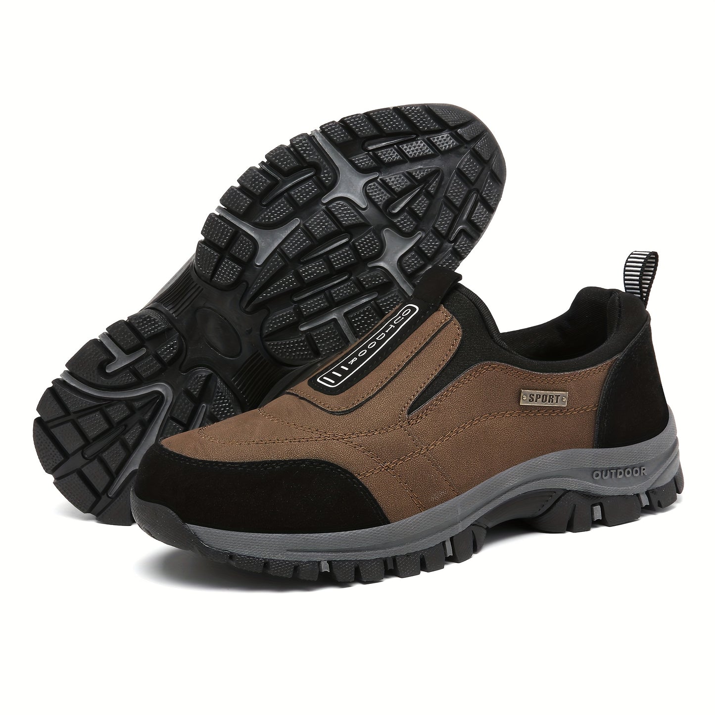 Scarpe da trekking slip-on da uomo - Sola spessa e morbida, parte superiore in tessuto traspirante, leggere e comode per passeggiate all'aperto, abbigliamento casual e trekking, stivali da trekking, design a punta rotonda, calzature adatte