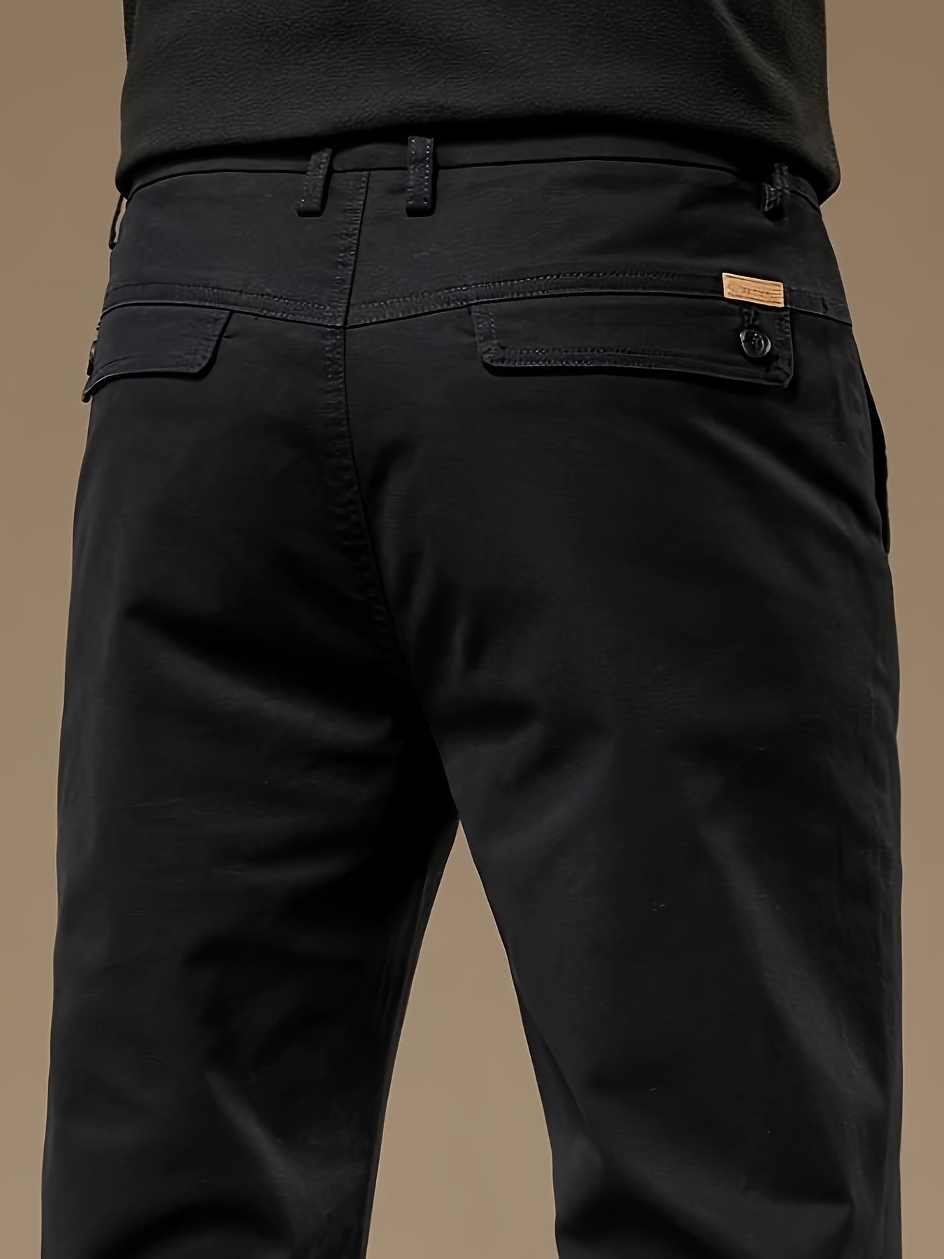 Pantaloni Eleganti da Uomo Bedford in Tessuto Elasticizzato Khaki per Look Business Casual e Viaggi, Primavera/Autunno