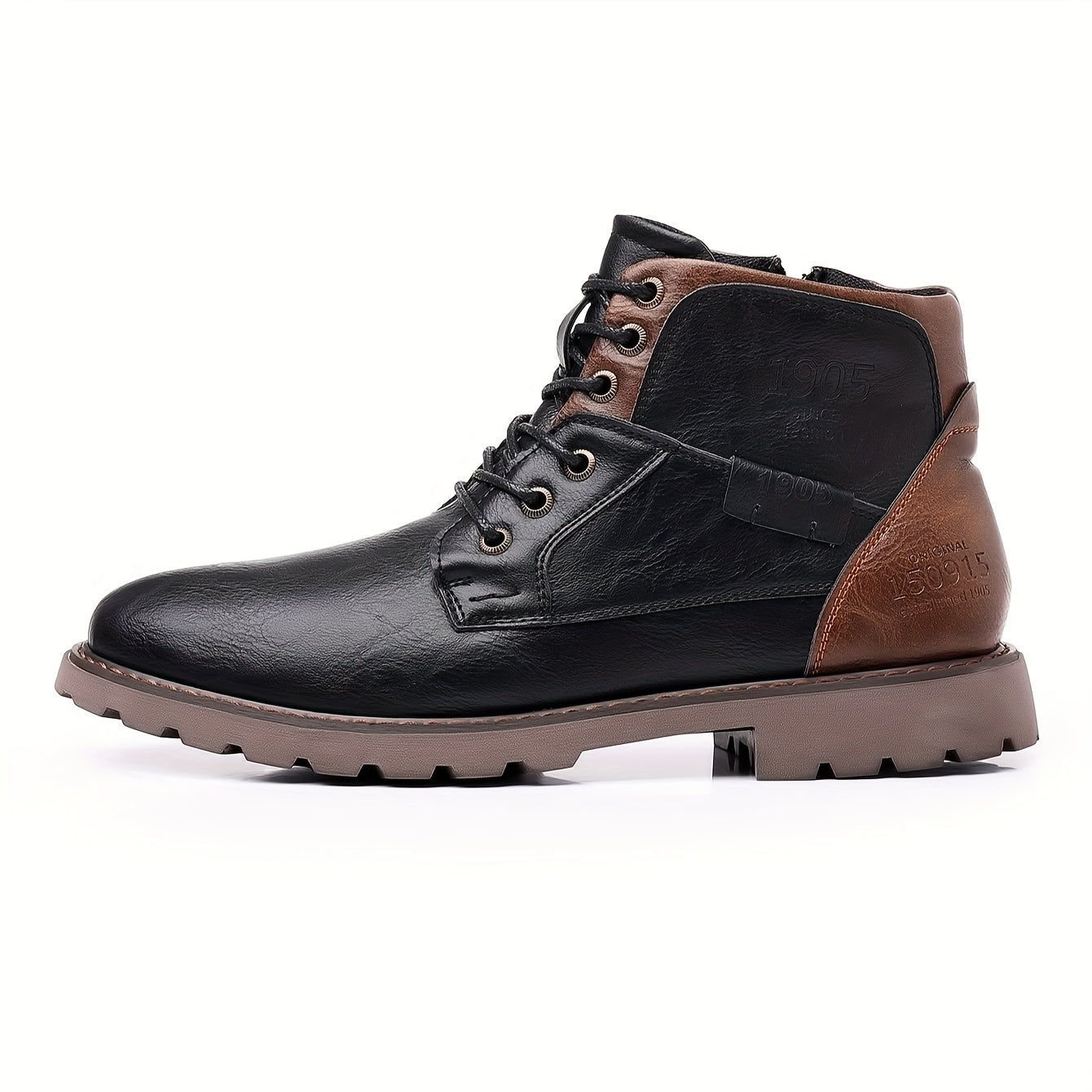 Stivali Stringati Da Uomo, Scarpe Da Passeggio Casual Con Cerniere, Stivali Ispirati Agli Stivali Di Servizio