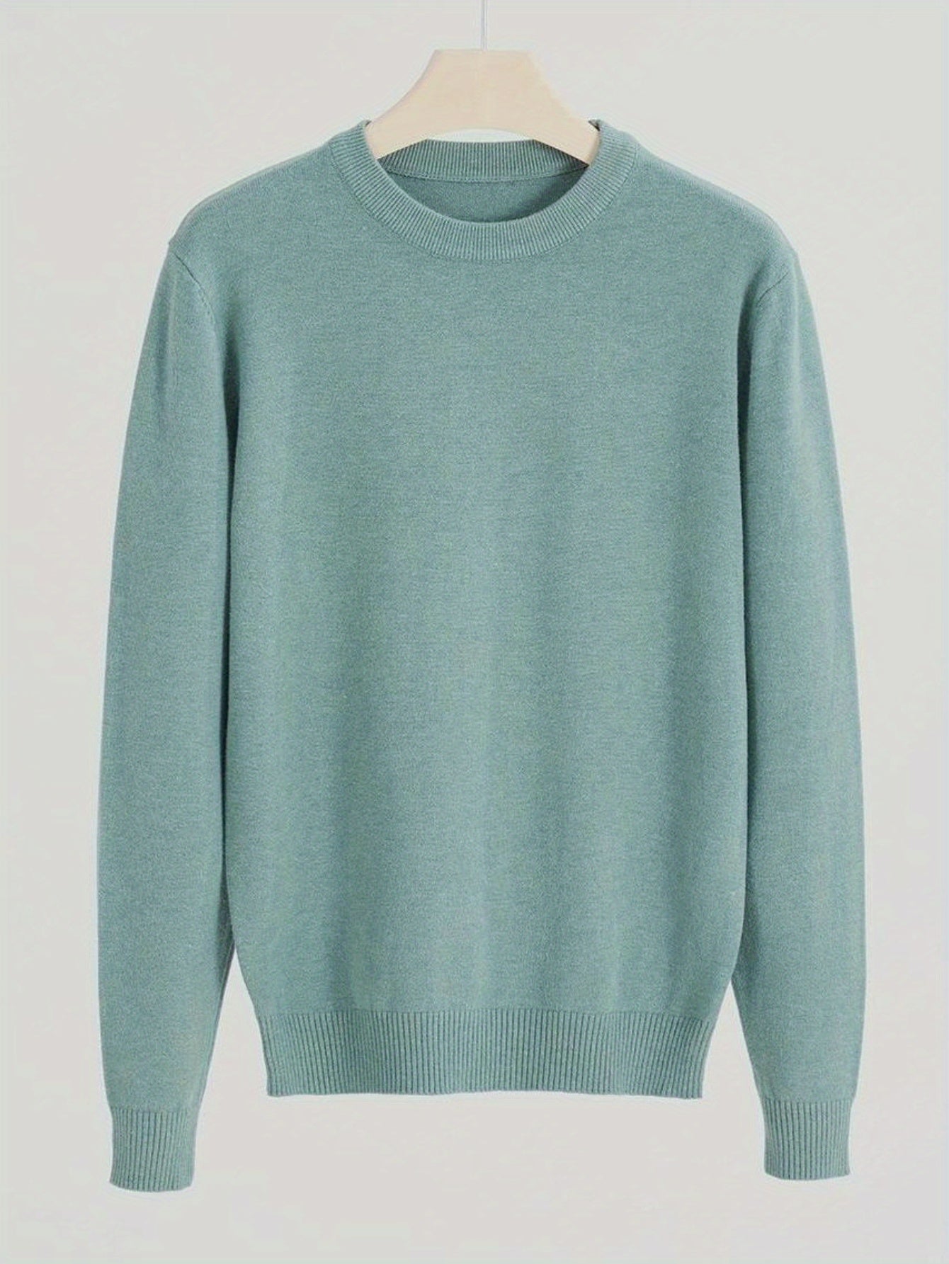 Maglione a maglia stretch slim fit per uomo - Pullover caldo slim fit per autunno e inverno, maglieria casual a collo tondo con coste, colore solido, 440 g/m², perfetto per il Ringraziamento