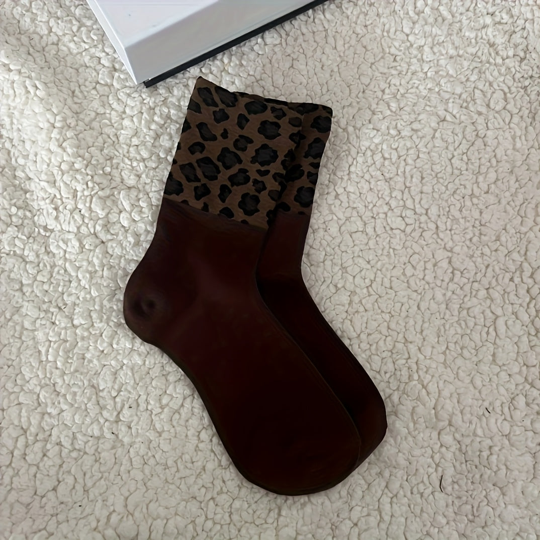 3 Paia di Calzini alla Caviglia per Donna con Stampa Leopardo, Tessuto Elasticizzato in Poliestere, Lavabile in Lavatrice, Casual ed Elegante, Design Giocoso con Animali per Autunno e Inverno, Utilizzo Interno/Esterno, Calzini con Stampa Leopardo