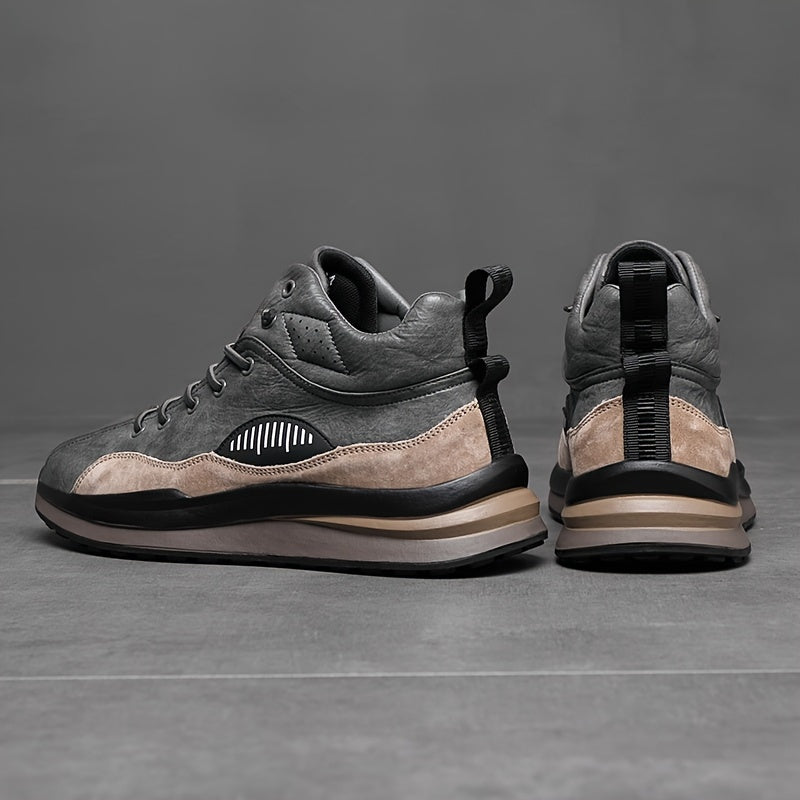 Scarpe Sneaker Casual Alte da Uomo - Design Elegante Nero & Grigio, Traspiranti, Suola in Gomma Morbida, Sneaker con Lacci per Abbigliamento Casual, Sneaker Versatili | Design Elegante delle Scarpe | Sneaker Sintetiche