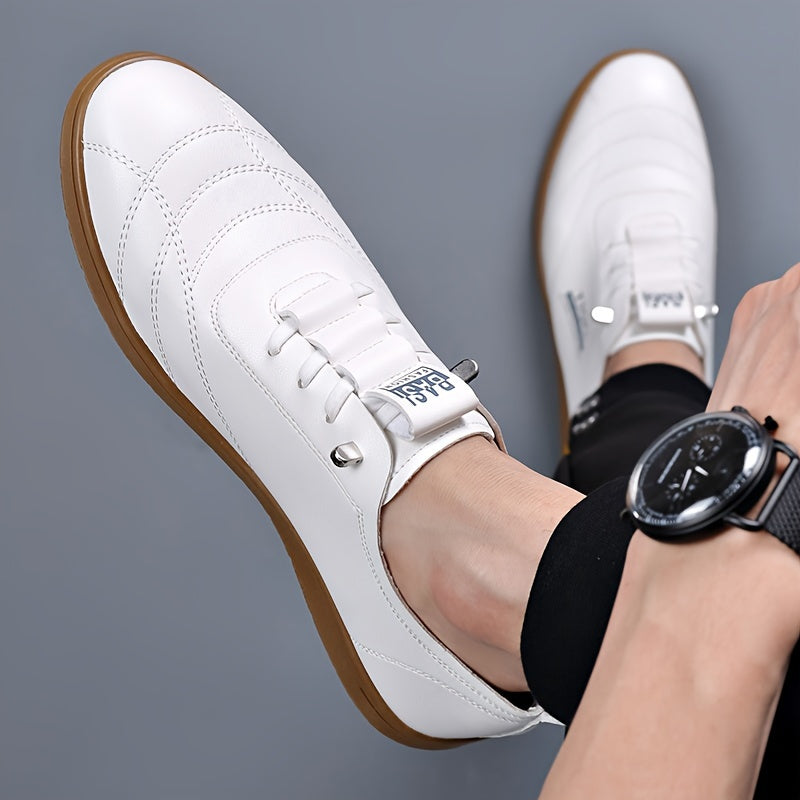 Mocassini Casual da Uomo Senza Lacci - Bianchi con Accenti Marroni, Suola Antiscivolo Resistente, Lacci Elastici per Abbigliamento Casual e Outdoor