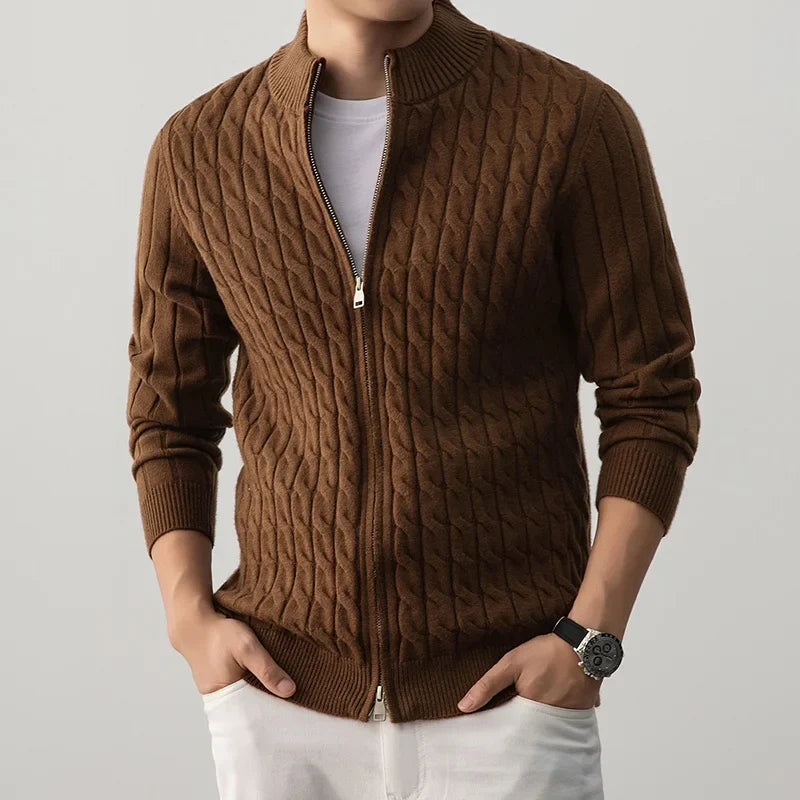 Zack Cable-Knit Wool Cardigan