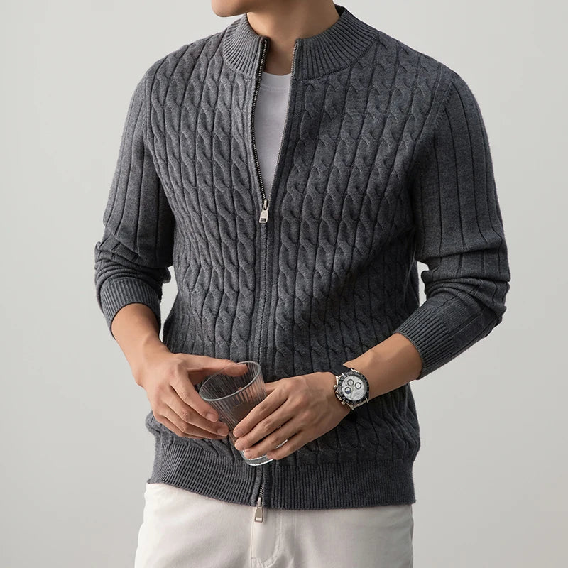 Zack Cable-Knit Wool Cardigan
