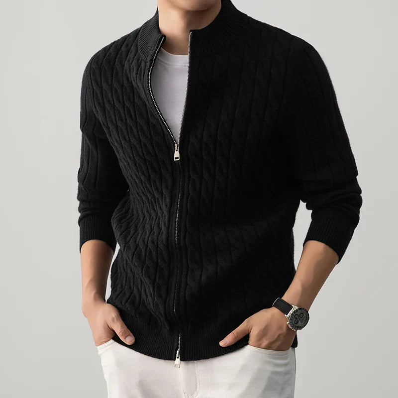 Zack Cable-Knit Wool Cardigan