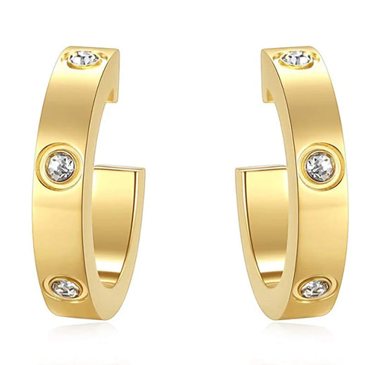Mini CZ Diamond Hoops (Yellow Gold/Sterling Silver)