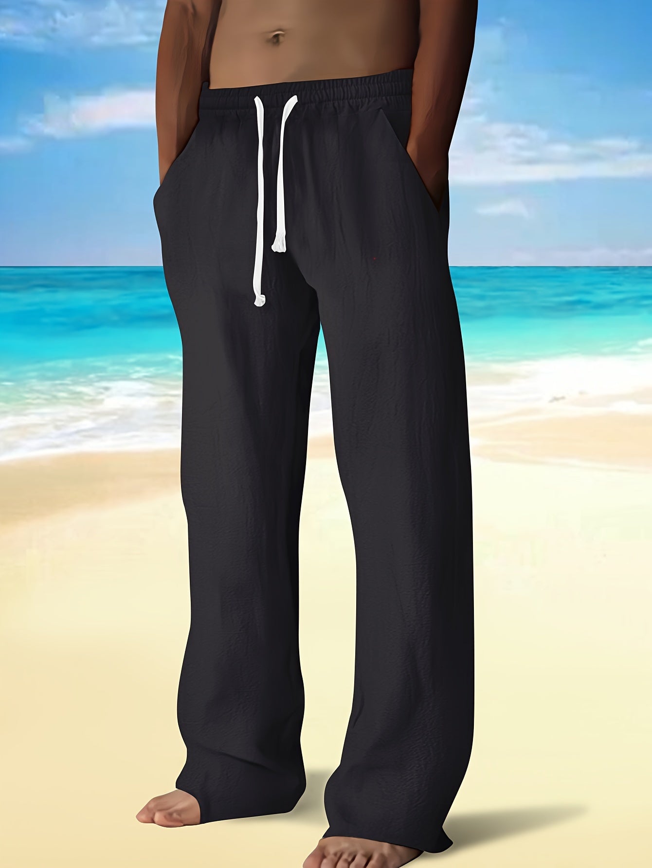 Uomo Pantaloni - Modelli a Gamba Dritta con Vita Regolabile, Senza Cintura per Look Casual e Semi-Formale - Leggeri e Traspiranti per Primavera/Autunno, Stile Rilassato, Costruzione Resistente