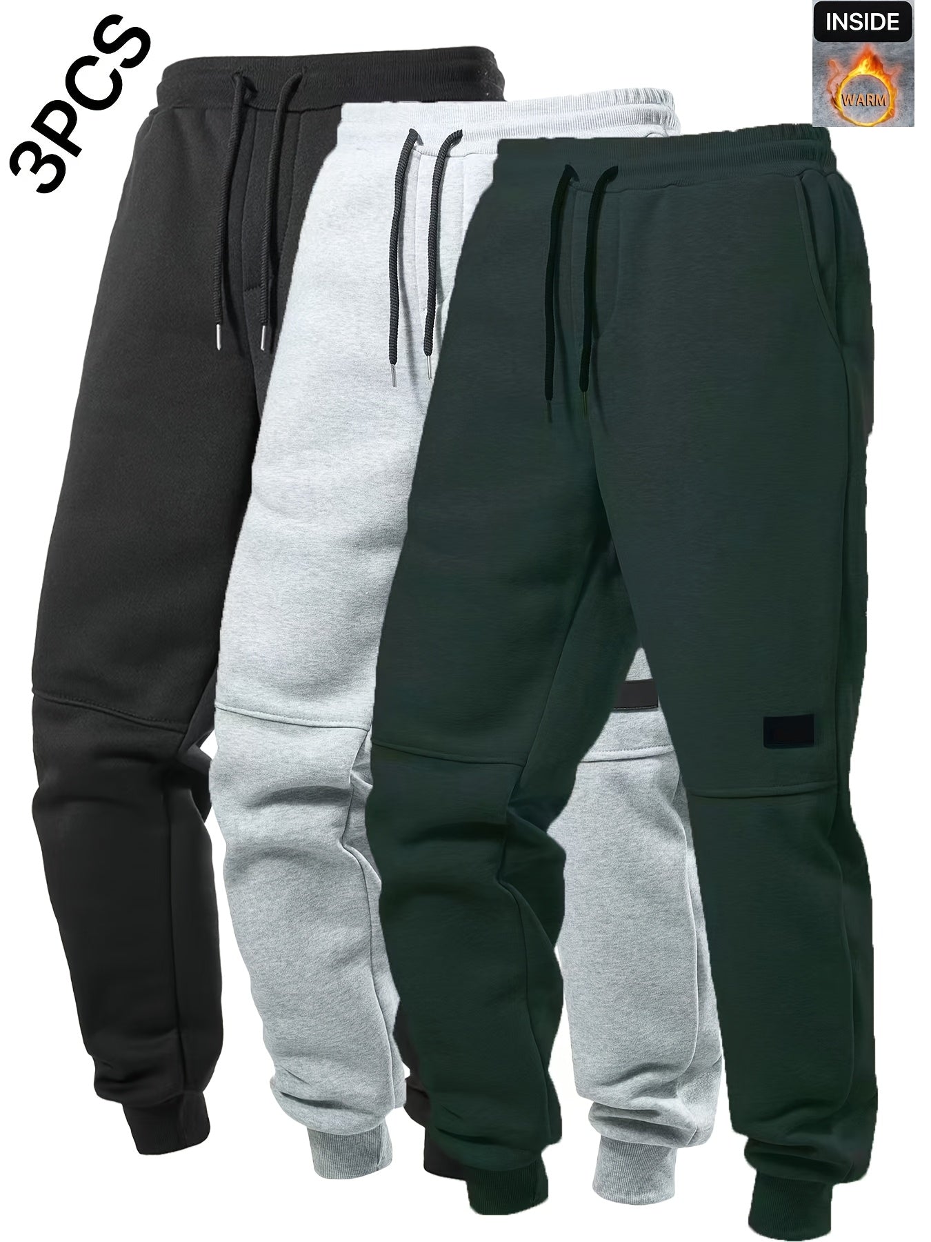 3pezzo Pantaloni da Jogging da Uomo con Elastico in Vita e Coulisse - Pantaloni da Jogging Casuali a Tinta Unita, Vestibilità Regolare, Lunghezza alla Caviglia, Comodi per Autunno/Inverno, Pantaloni da Jogging, Pantaloni da Jogging, Pantaloni da Jogging p