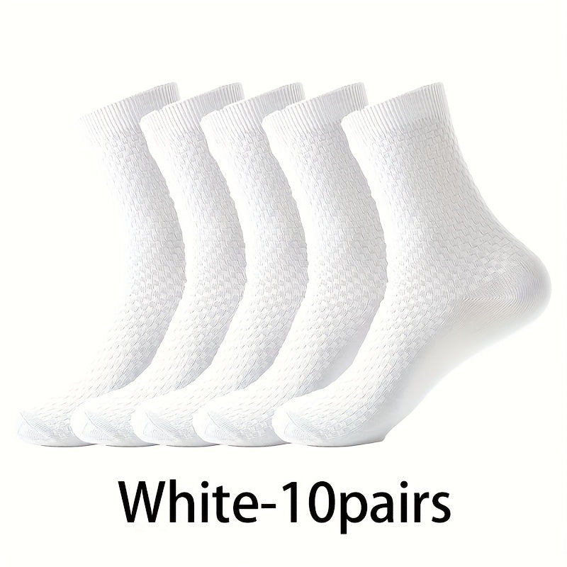 10 Paia, Calzini Uomo in Fibra di Bambù a Mezza Gamba - Traspiranti e Comodi per Business Casual e Ufficio, Calzini Traspiranti e Confortevoli, Indossare Quotidiano,Design Classico,Stile Minimalista,Tessuto Morbido,Uomini Professionali