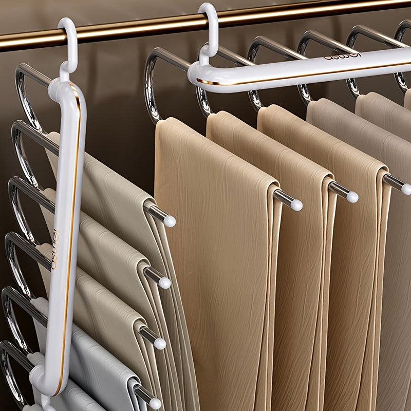 1pz Appendiabiti Per Pantaloni A Più Strati, Supporto In Acciaio Inossidabile, Risparmio Di Spazio Per L'organizzazione E Lo Stoccaggio Nell'armadio, Nel Guardaroba E Nella Camera Da Letto, Adatto Per Pantaloni, Jeans, Sciarpe