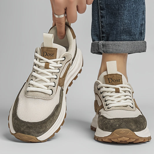 Sneakers da uomo in rete traspirante - Leggeri, resistenti agli odori, casual e da corsa con suola in gomma morbida, design bianco e marrone per abbigliamento casual, attività all'aperto e uso quotidiano, scarpe da ginnastica, calzature da esterno, scarpe