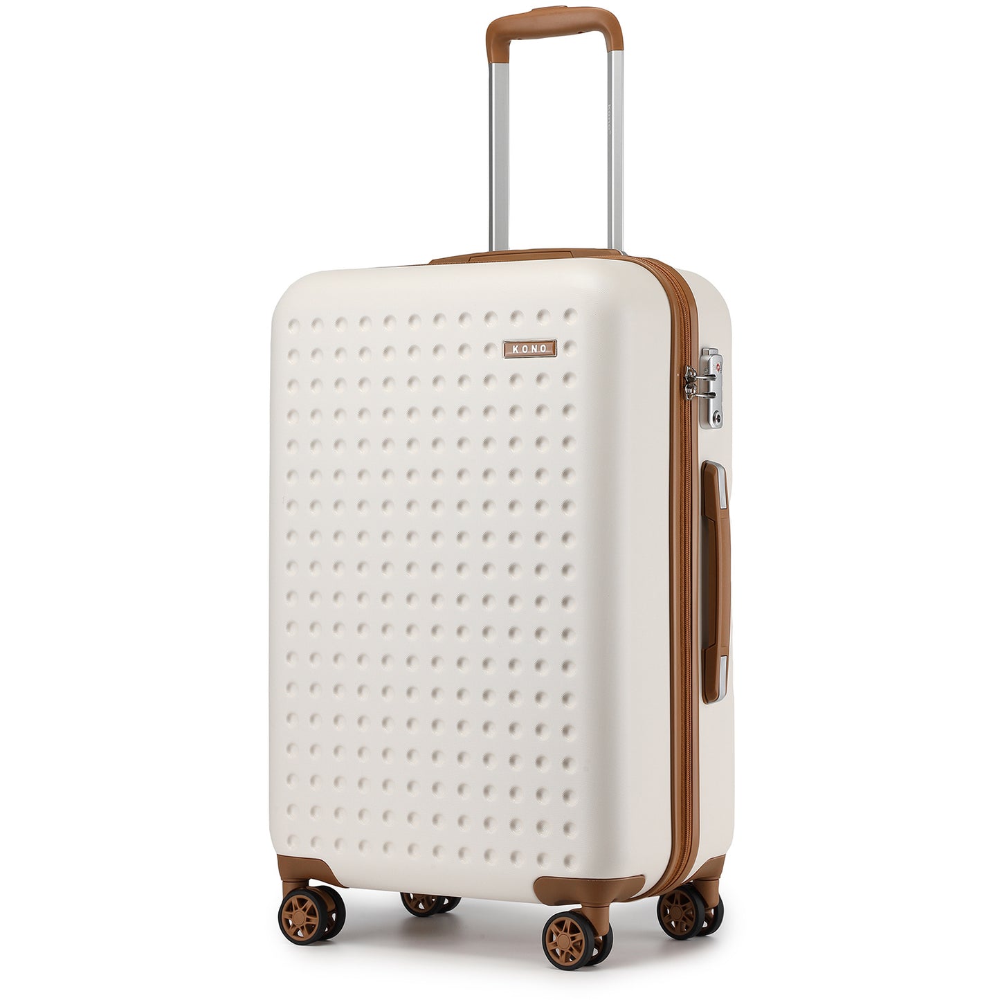 Set di 4 Valigie da 14/20/24/28 pollici Kono Elegante in ABS+PC a Pois con Guscio Rigido e Serratura TSA, Set di 4 Pezzi con Valigetta da Toilette, Bagagli da Viaggio Durevoli con Serratura TSA e Ruote Silenziose