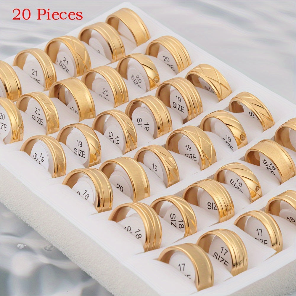 20 Anelli Alla Moda In Acciaio Inossidabile Impermeabili Di Alta Qualità Per Uomo, Da Indossare Ogni Giorno, Regalo Per Feste Di Compleanno, Anniversari