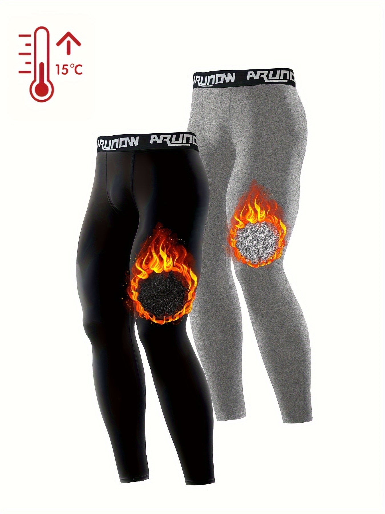 2 pezzi di leggings in pile per uomo, vita alta e elastica, pantaloni stretti, vestibilità slim per uomo, pantaloni lunghi caldi, pantaloni autunnali
