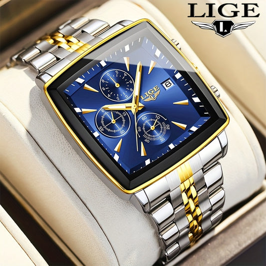 Orologio LIGE 2025, Orologi da Uomo, Orologi alla Moda, Orologi Analogici, Orologi da Giovani, Orologi per Sport All'Aperto, Orologi Quadrati, Visualizzazioni del Calendario, Orologi Blu, Orologi Neri, Orologi Dorati, Regali di Compleanno, Regali di Laure