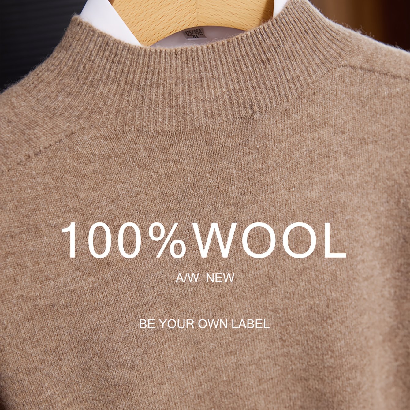 Maglione 100% Yarn da uomo - Morbido, traspirante, leggero, con scollo a giro, maniche e orlo ribassati, stile casual business casual per l'autunno/inverno, beige, perfetto per strati o outfit standalone, maglione a maniche corte, maglia