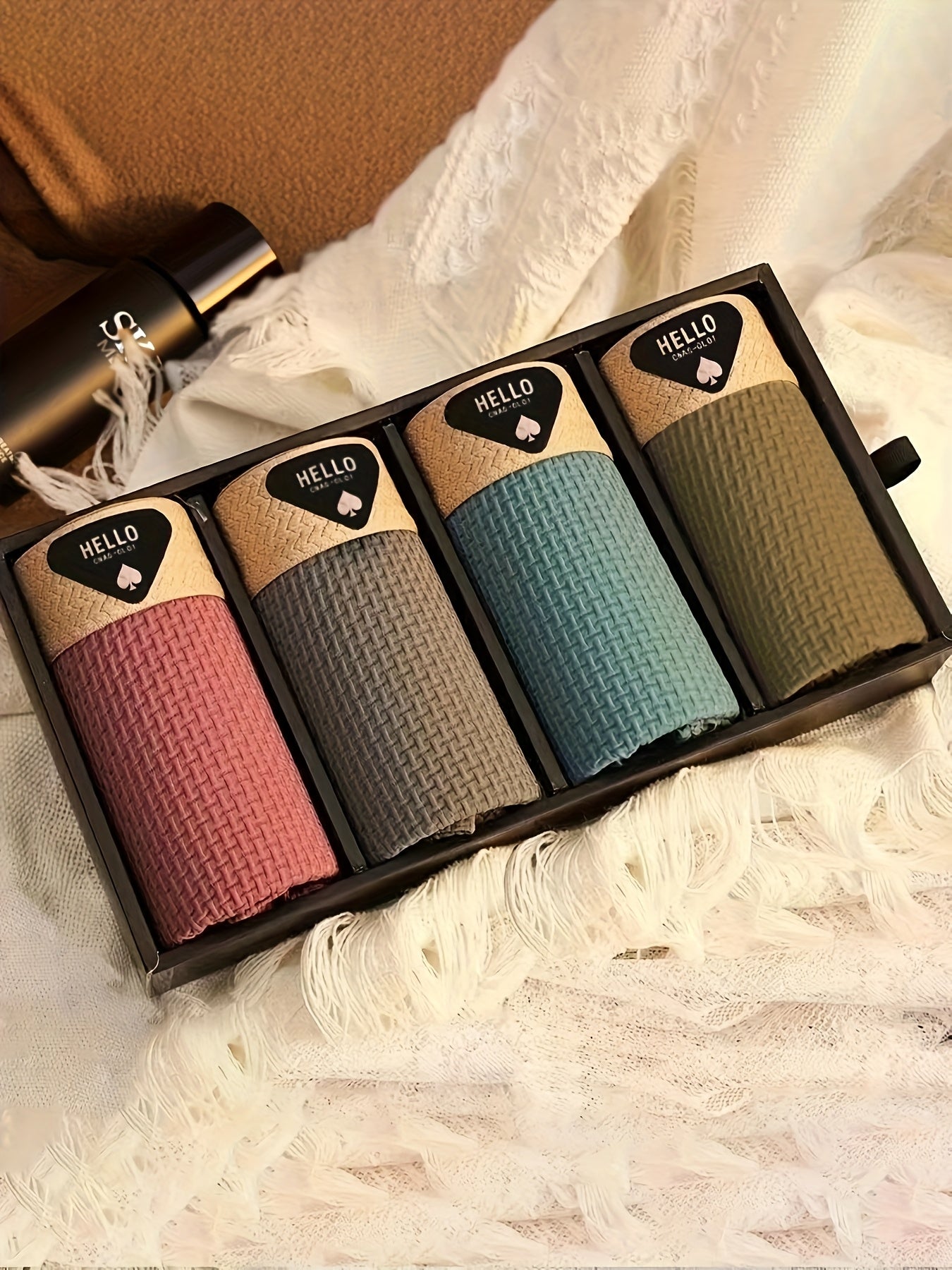 4-Pack di biancheria intima da uomo in fibra Ice Sliky, boxer ultra sottili multi-colori per la primavera, l'estate, l'autunno e l'inverno - Pantaloncini casual traspiranti e elasticizzati in vari stili per l'uso quotidiano