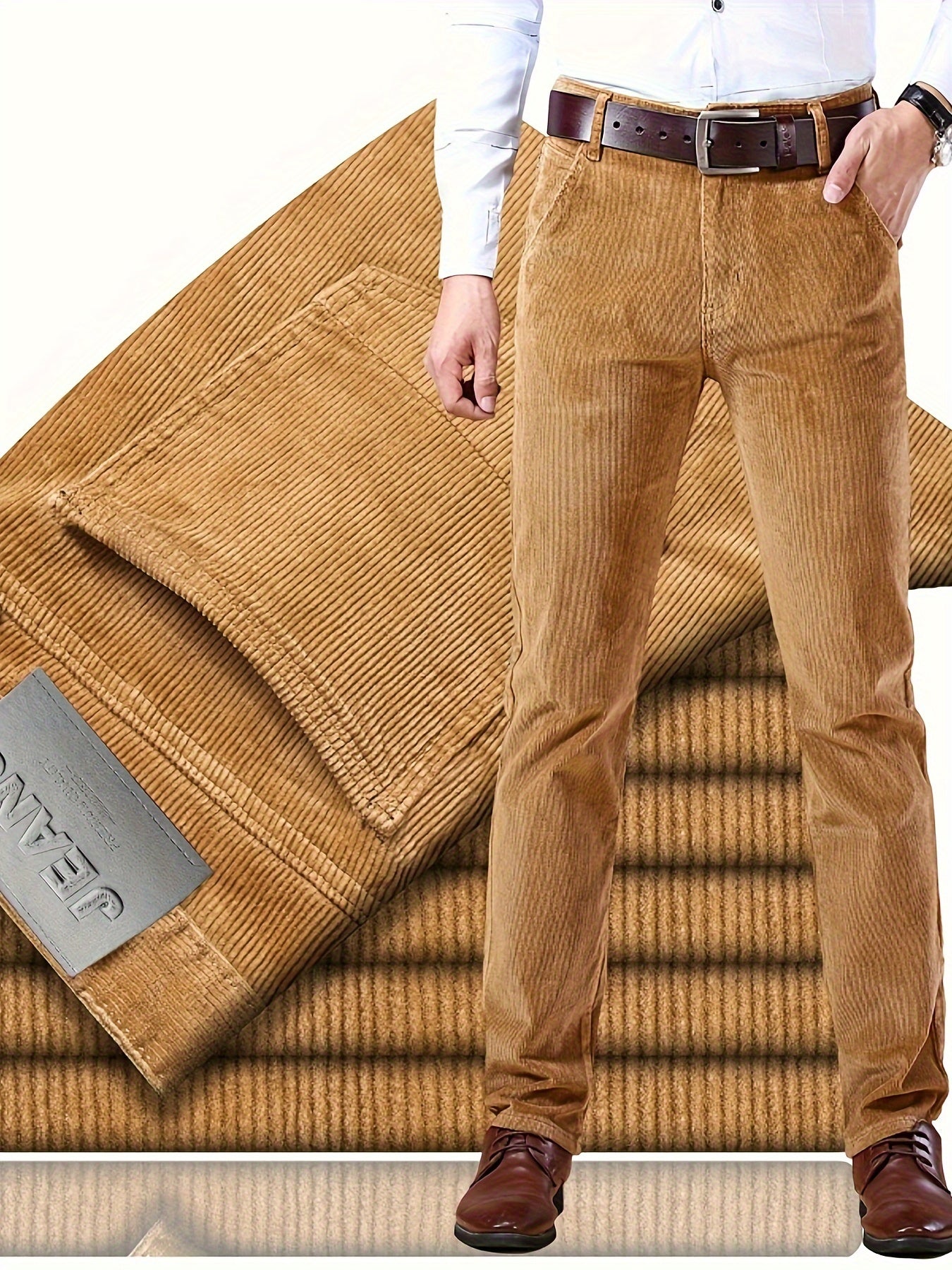 Uomo Pantaloni Slim-Fit a Gamba Dritta - Tuta Ufficio e Casual per Tutte le Stagioni, Lavabili in Lavatrice - Marrone Elegante, Design Versatile, Finitura di Alta Qualità, Abbigliamento Business